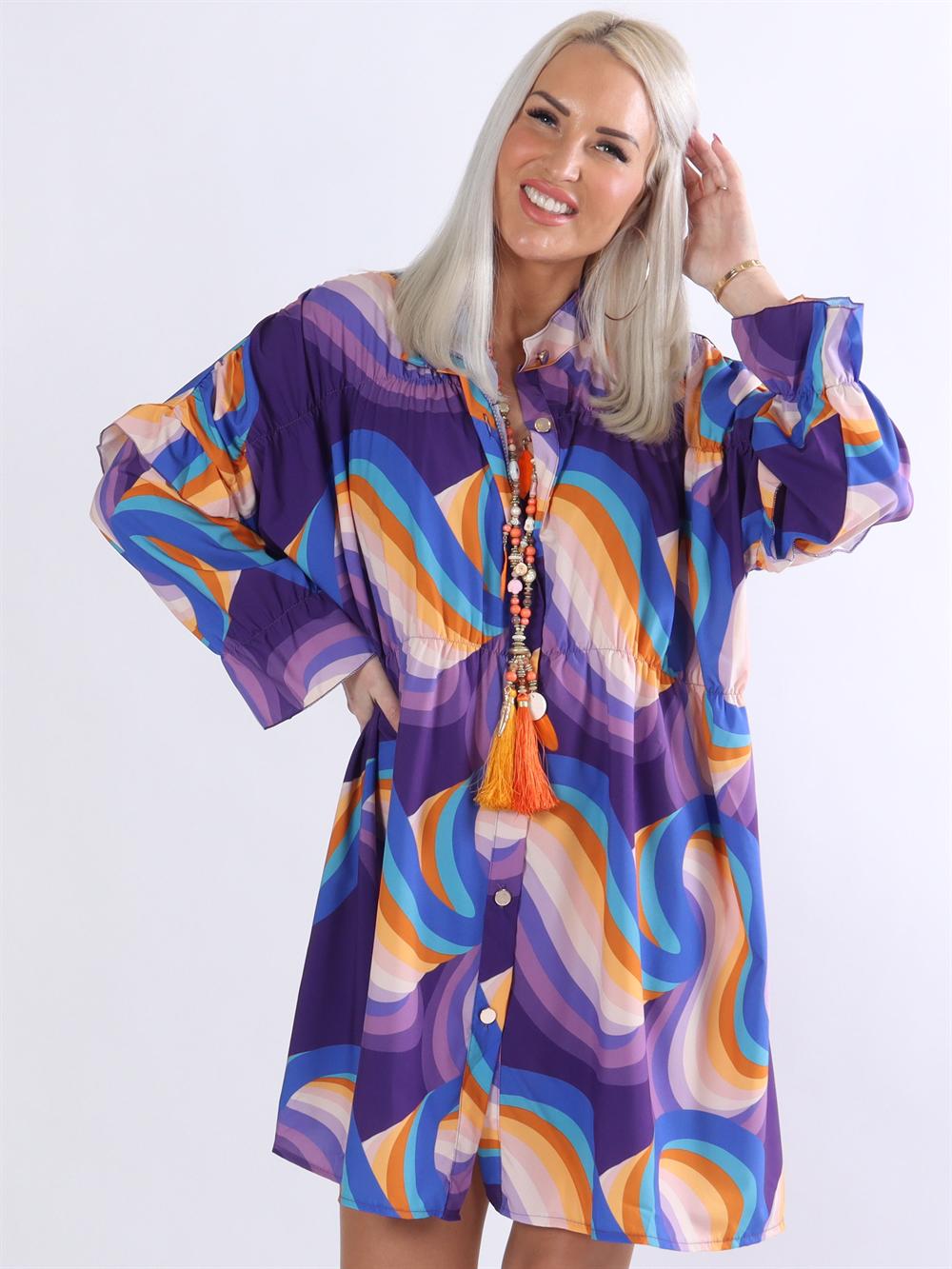 Monica Pattern - Mönstrad tunikaklänning med volanger